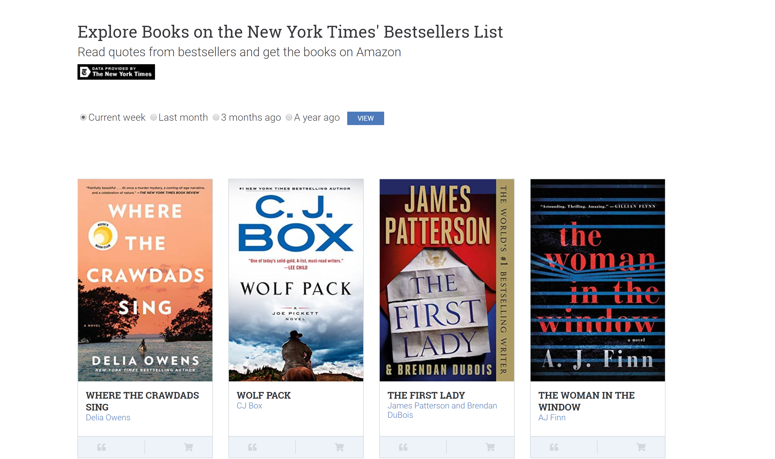 Screenshot of the Explore Bestselling Books app