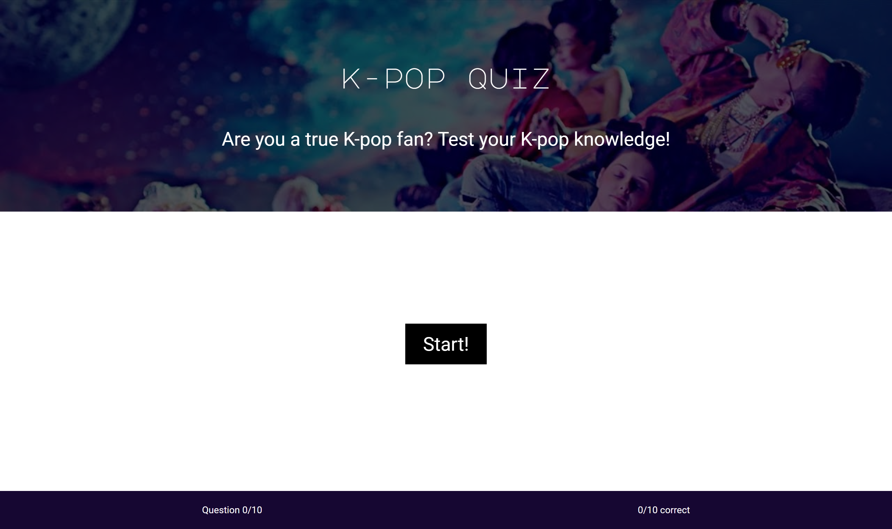 Screenshot of the quiz app