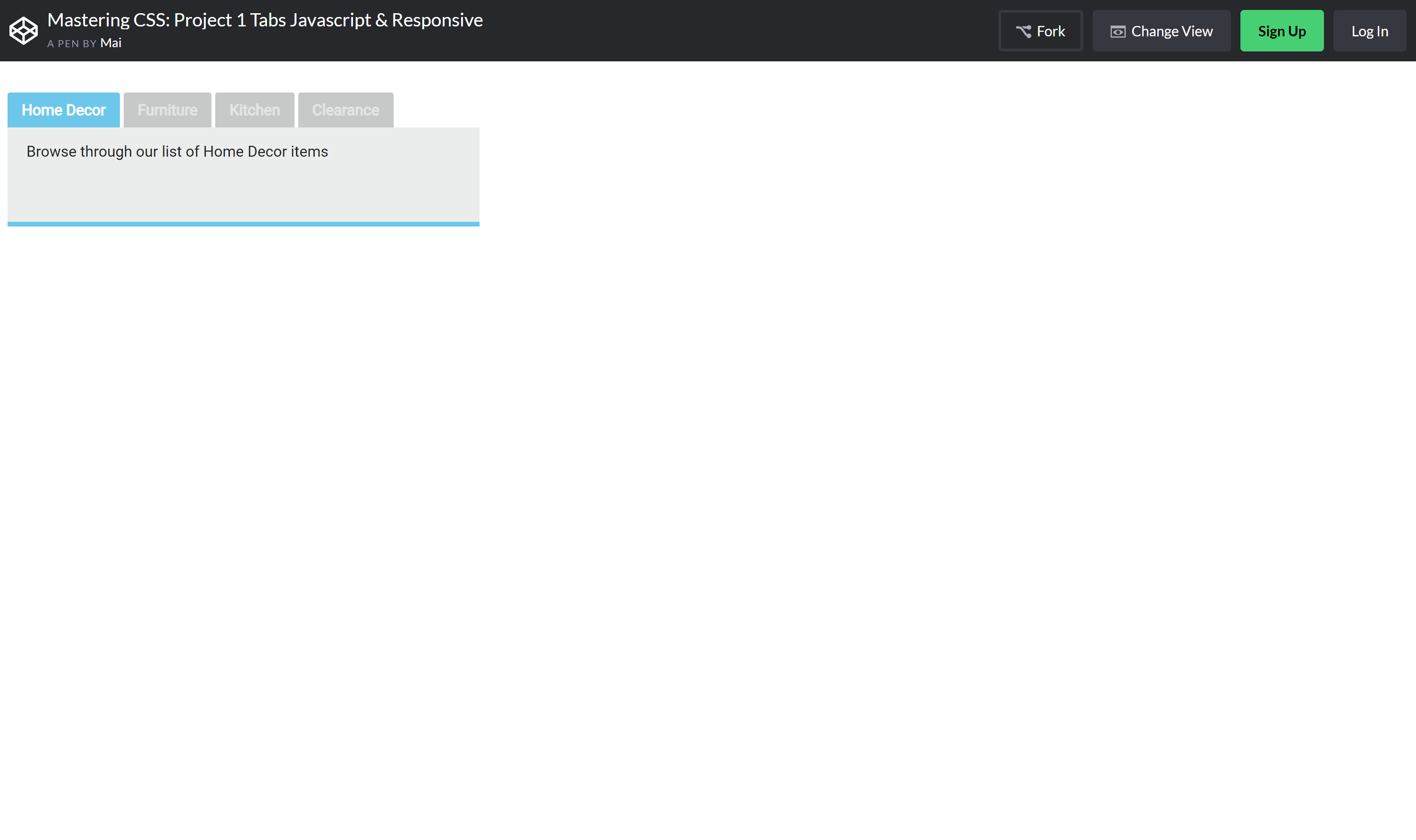 Screenshot of the responsive tab
